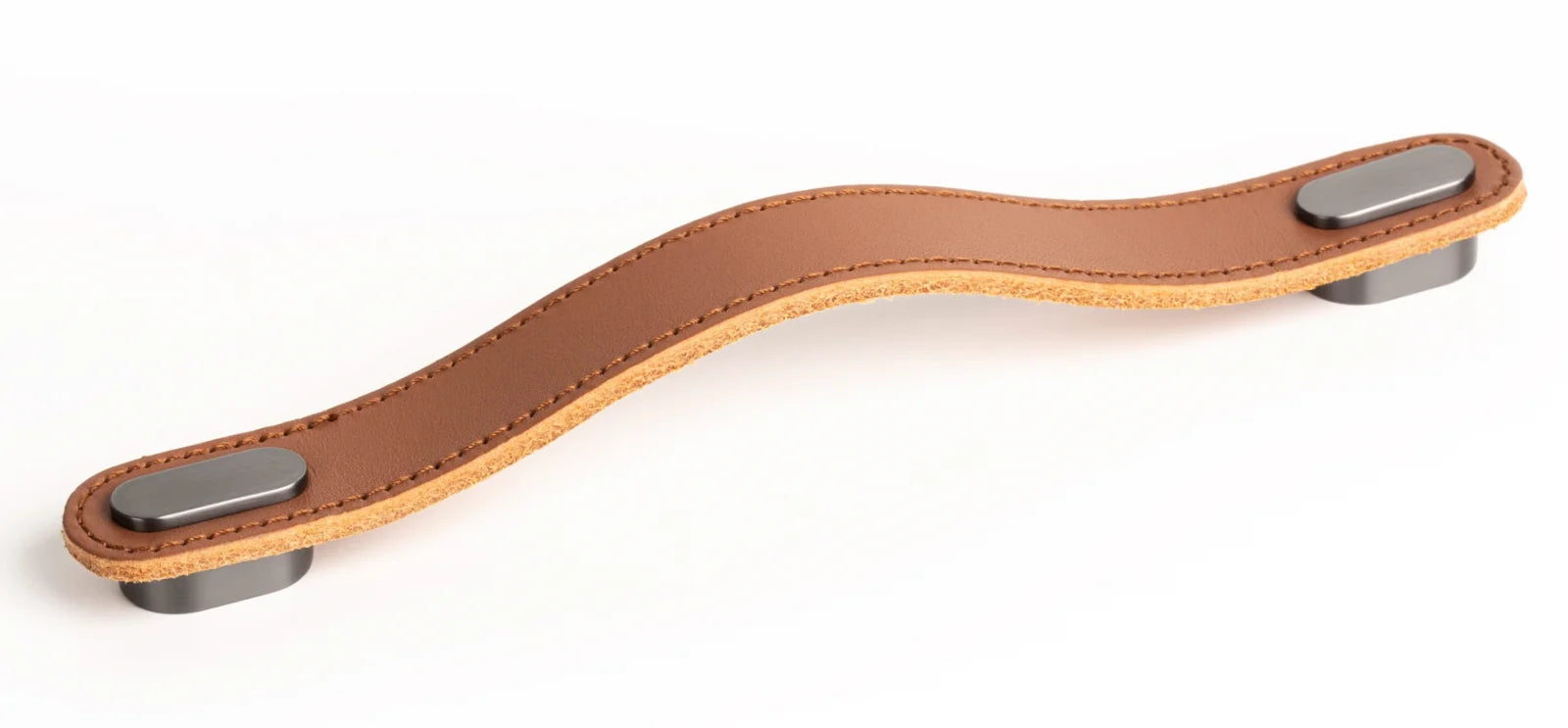 Maner Oblong din piele bej pentru mobilier, cu ornament finisaj gri periat